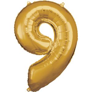 Luftballons Amscan 9906274, Riesenzahl 9, gold