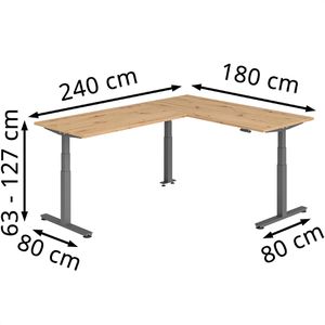 Produktbild für Schreibtisch Hammerbacher XDSMW, asteiche / graphit