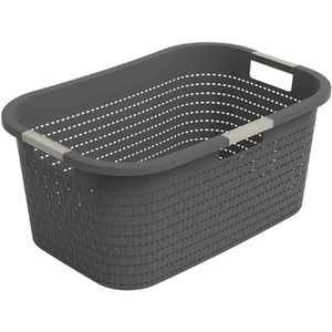 Wäschekorb Rotho Country, anthrazit, mit 3 Griffen