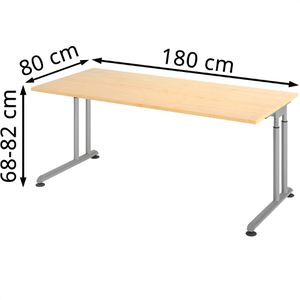 Produktbild für Schreibtisch Hammerbacher Z-Serie, ahorn / silber