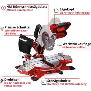 Produktbild für Kapp-Gehrungssäge Einhell TE-MS 18/210 Li-Solo