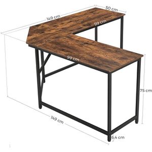 Produktbild für Schreibtisch Vasagle LWD73X, braun / schwarz