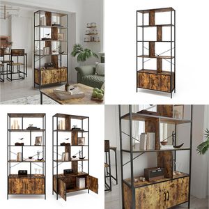 Produktbild für Bücherregal Vicco Fyrk, schwarz / dunkelbraun