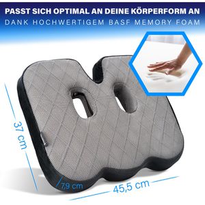 Produktbild für Orthopädisches-Sitzkissen Healthfix medium, grau