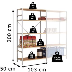 Produktbild für Schwerlastregal Manuflex RB1107, 5 Holzböden