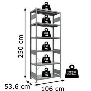 Produktbild für Schwerlastregal Schulte 12951, 6 Metallböden