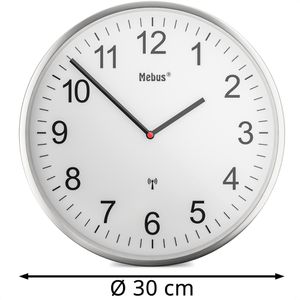 Produktbild für Wanduhr Mebus 19411, Aluminium, analog, Funkuhr