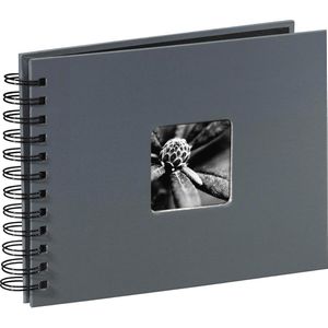 Hama Fotoalbum Fine Art 94884, Spiralalbum, 24 x 17 cm, 50 schwarze Seiten für 50 Fotos, grau