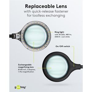 Produktbild für Lupenleuchte Goobay 65577 SMD, 100 mm Glaslinse, LED