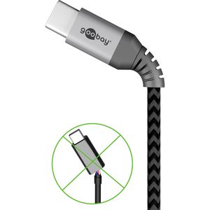 Produktbild für Ladekabel Goobay 49303 Textilkabel, grau, 2m