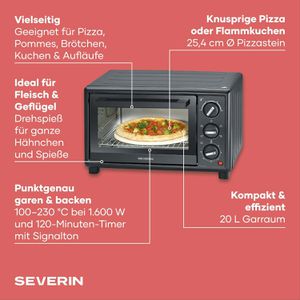 Produktbild für Minibackofen Severin TO 2079, mit Umluftfunktion, bis 230°C