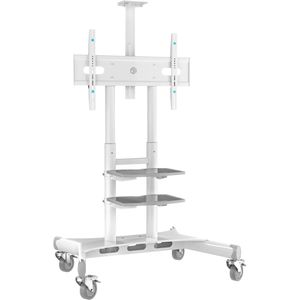 Produktbild für TV-Ständer Onkron TS1881-W, mit Ablage &amp; Rollen, weiß, Metall