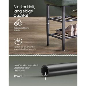 Produktbild für Schuhbank Vasagle EKHO, schwarz / grün, aus Metall