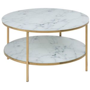 Couchtisch AC-Design Alisan, Glas / Metall, weiß marmoriert