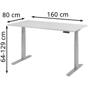Produktbild für Schreibtisch Hammerbacher XDKB 16, lichtgrau / silber