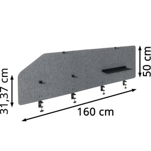 Produktbild für Tischtrennwand hJh-OFFICE 891015, grau