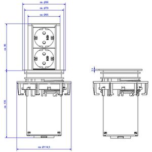 Produktbild für Einbausteckdose Bachmann Elevator, mit 2 m Kabel, versenkbar