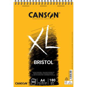 Canson Zeichenblock XL Bristol C31078A021, A4, 180 g/m², Spiralblock, weiß, 50 Blatt