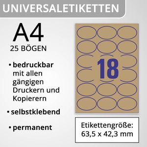 Produktbild für Universaletiketten Zweckform L7103-25, naturbraun