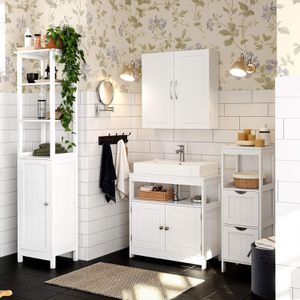 Produktbild für Bad-Hängeschrank Vasagle BBC320W01, matt weiß