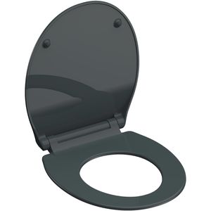 Produktbild für WC-Sitz Schütte Slim Anthrazit 82704, oval, aus Duroplast