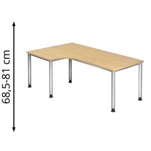 Schreibtisch Hammerbacher H-Serie, ahorn / silber