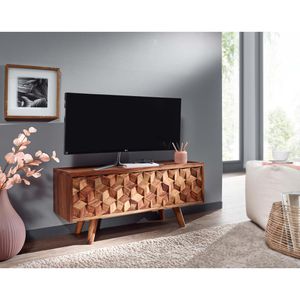 Produktbild für Lowboard Wohnling WL6.558, aus Massivholz, grifflos, sheesham
