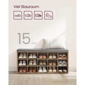 Produktbild für Schuhbank Vasagle LHS015T60, eiche, aus Holz