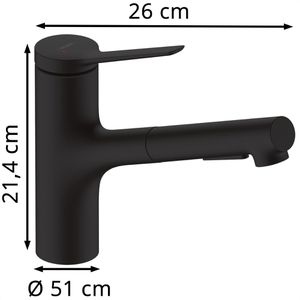 Produktbild für Küchenarmatur hansgrohe Zesis M33, schwarz matt