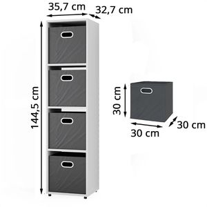 Produktbild für Bücherregal Vicco Ludus, weiß, mit 2 Faltboxen