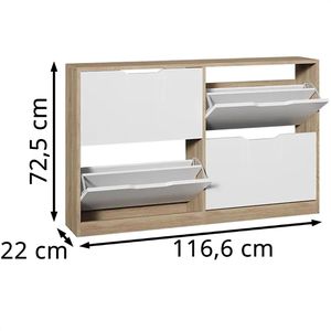 Produktbild für Schuhschrank Vicco Luca, sonoma eiche / weiß