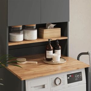 Produktbild für Waschmaschinenschrank Vicco Viktor,anthrazit / goldkraft eiche