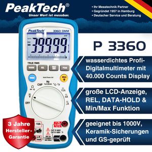 Produktbild für Multimeter PeakTech P 3360, digital, True RMS