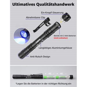 Produktbild für UV-Taschenlampe Lepro mit LED, 13,2 cm