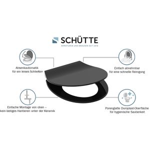 Produktbild für WC-Sitz Schütte Slim Black 82710, oval, aus Duroplast