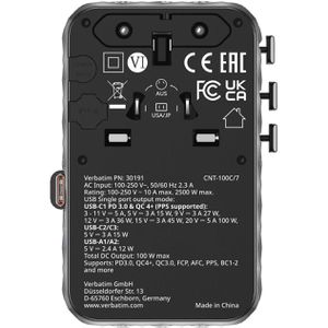 Produktbild für Reiseadapter Verbatim Charge n Travel, GaN III, 100W