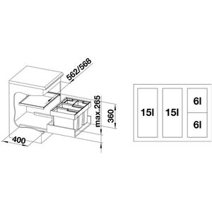 Produktbild für Einbaumülleimer BLANCO Flexon II 60/4, 521474