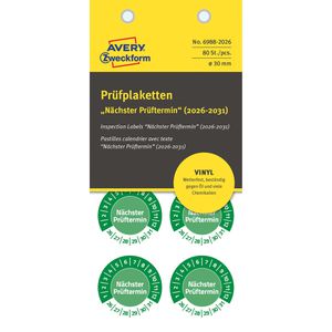 Produktbild für Prüfplaketten Zweckform 6988, nächster Prüftermin