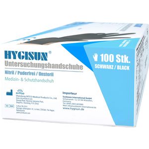Produktbild für Einmalhandschuhe HYGISUN Intco Nitril, schwarz, 100 Stück