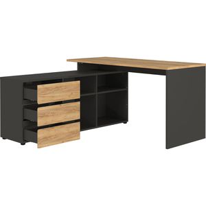 Produktbild für Schreibtisch Germania Lissabon 4187, eiche / graphit