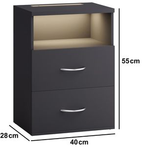 Produktbild für Nachttisch CASARIA Jamie, 109658, anthrazit
