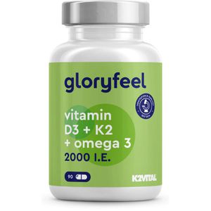 Produktbild für Omega-3 gloryfeel hochdosiert, Vitamin D3 &amp; K2, 90 Kapseln