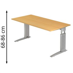 Schreibtisch Hammerbacher U-Serie, buche / silber