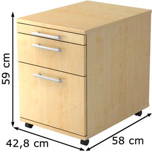 Produktbild für Rollcontainer Hammerbacher N-Serie, aus Holz, ahorn