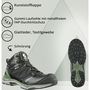 AG – Albatros Herren, Leder, Böttcher Mid Sicherheitsschuhe CTX Echt Ultratrail Stiefel, 39 HRO, ESD schwarz, S3,