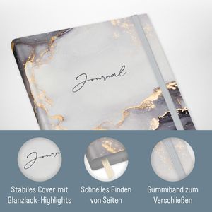 Produktbild für Notizbuch paper&amp;you Grey Marble, 6613-1, Karton Softcover