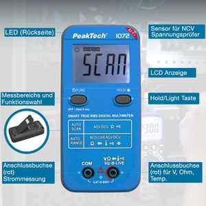 Produktbild für Multimeter PeakTech P 1072, digital, True RMS