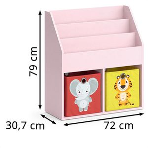 Produktbild für Bücherregal Vicco Luigi, rosa, mit 2 Faltboxen