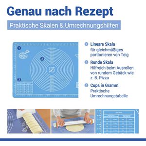 Produktbild für Backmatte Wenko mit Teigrolle, -schaber, Rezepten, aus Silikon