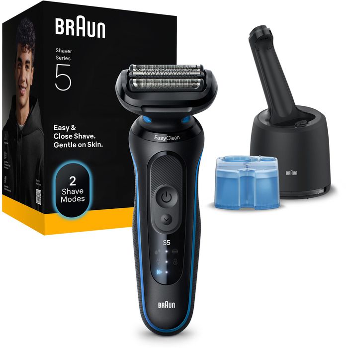 Braun Elektrorasierer Series 5, 52-B7000cc, blau, Wet & Dry, mit Reinigungsstation – Böttcher AG